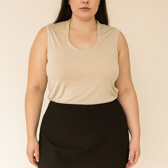 Tan Jay Cami 2XL Tank Top Nude Base Layer Stretch Basic Closet Staple Underwear - Picture 1 of 6